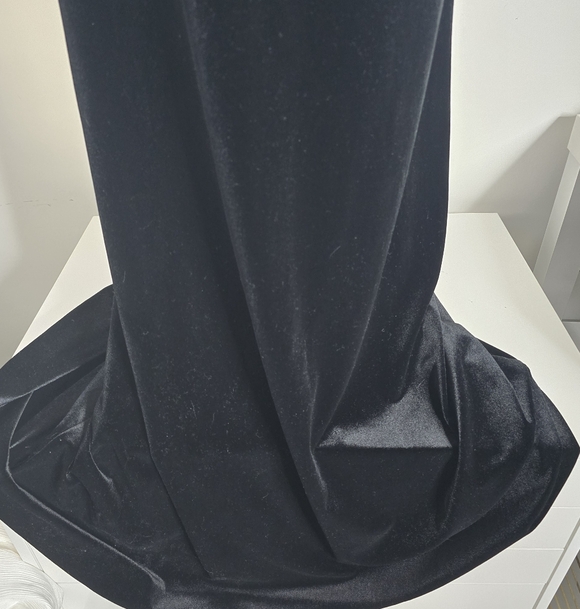 Jenny Yoo Black Velvet Jordan Asymmetrical Shoulder Formal Bridesmaid Dress 10 - Picture 4 of 16